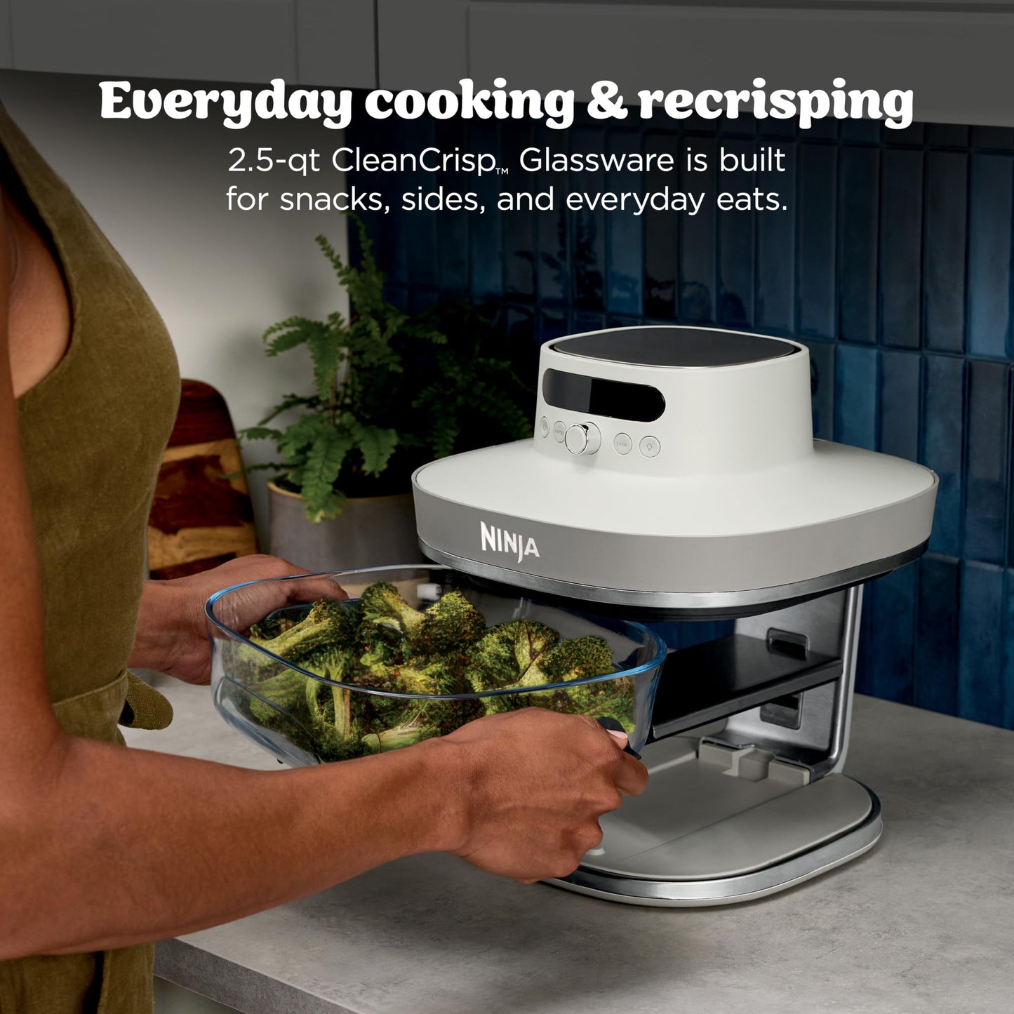 Ninja Crispi Pro 6-in-1 Glass Air Fryer | 6qt & 2.5qt Glass Containers with Storage Lids | Non-Toxic | Meal Prep, Microwave, Freezer & Dishwasher Safe | Air Fry, Bake & More | Cyberspace | AS101CY