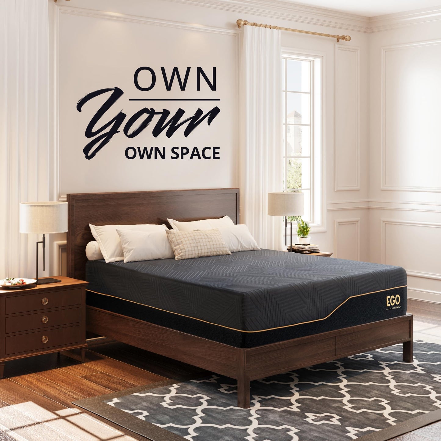 EGOHOME 14 Inch King Size Memory Foam Mattress for Back Pain, Cooling Copper Gel Bed in a Box, Foam Made in USA, CertiPUR-US Certified, Therapeutic Medium Firm, 76x80x14 Black