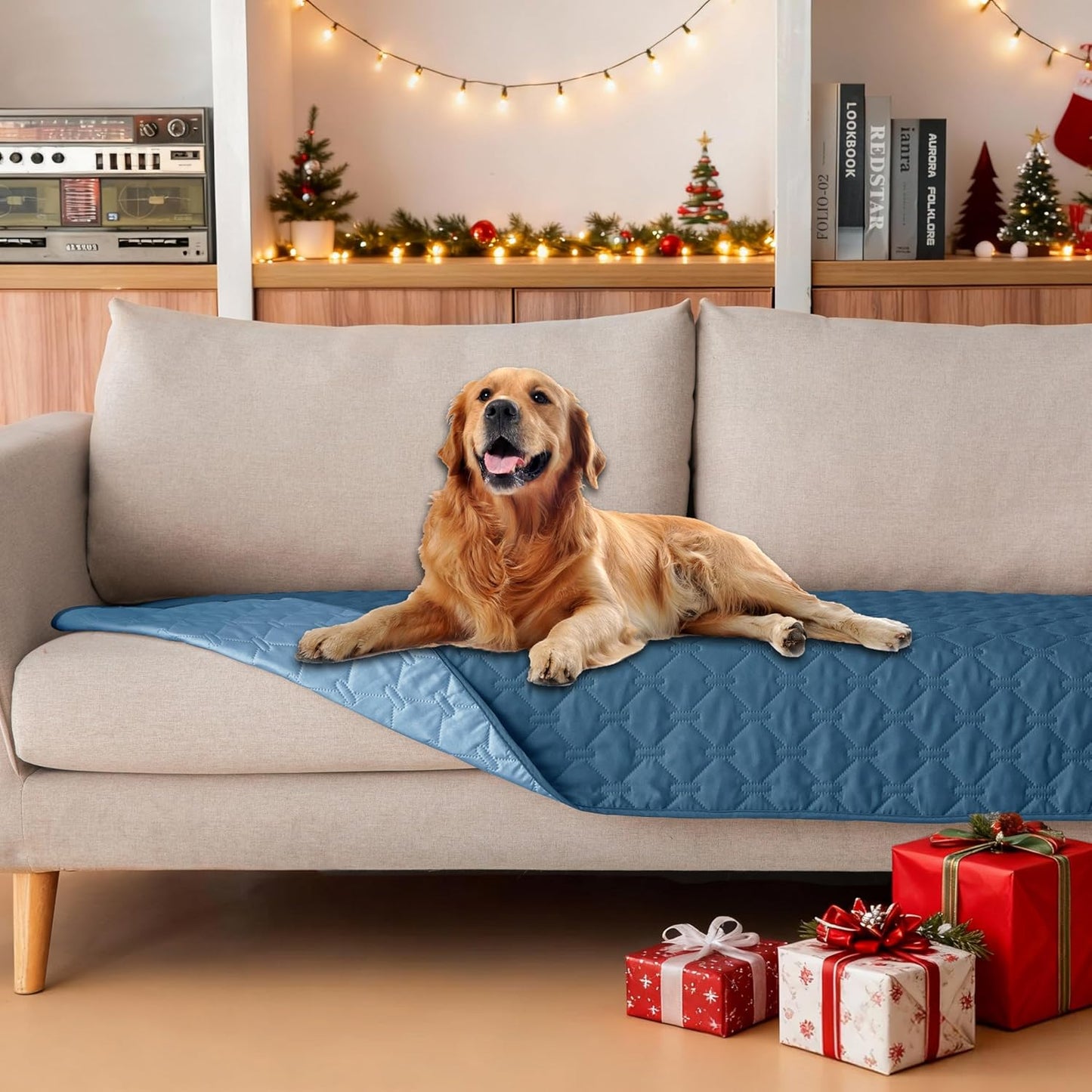 gogobunny 3X Stronger Waterproof Pet Blanket, Scratch Proof Furniture Protector for Dogs Cats, Reversible Cover 30x70 Inch, Dark Grey/Light Grey