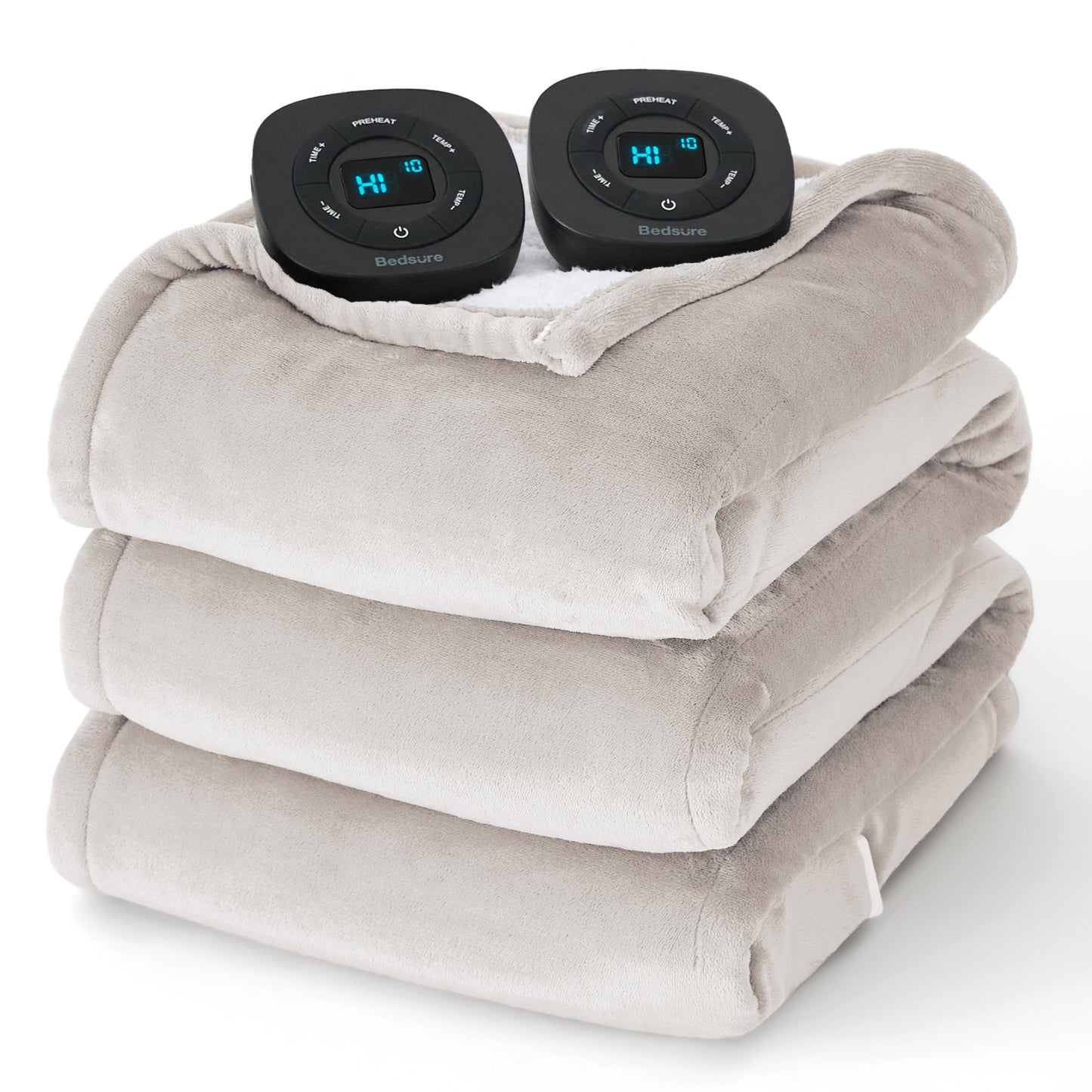 Bedsure Electric Blanket King Size - Dual Control Heated Weighted Blanket King with 10 Heat Settings, Fast Heating with 10 Time Settings (100x90 inches, Ivory)