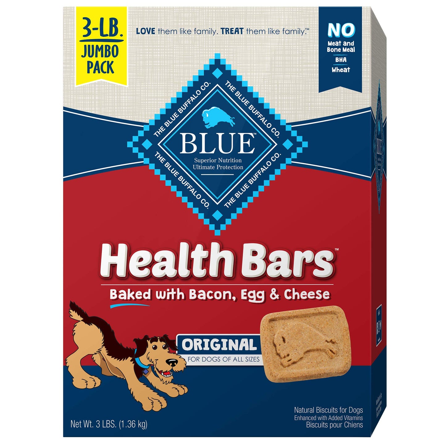 Blue Buffalo Health Bars Crunchy Dog Biscuits, Oven-Baked With Natural Ingredients, Pumpkin & Cinnamon, 16-oz Bag
