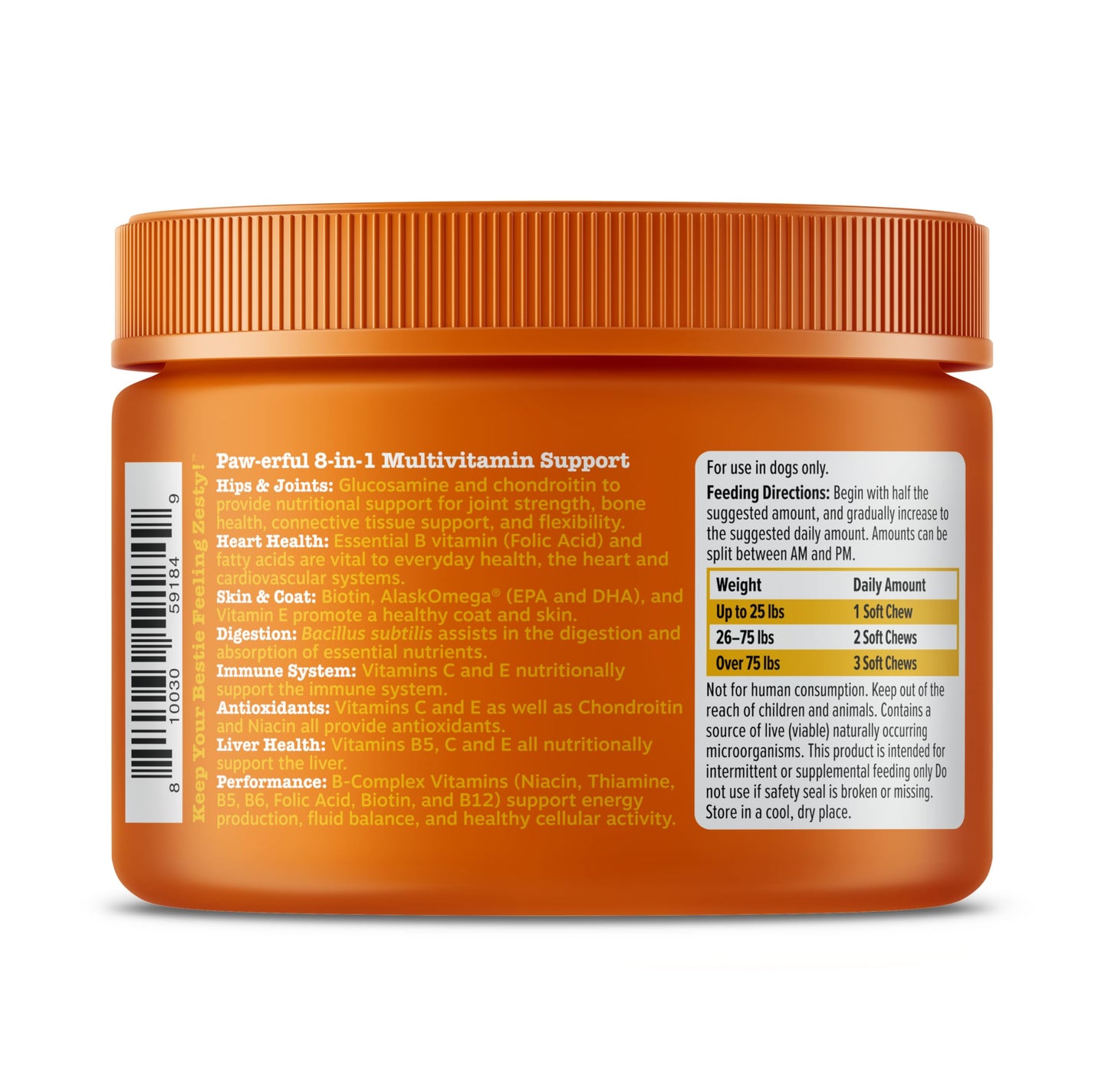 Zesty Paws Dog Multivitamin, Chewable Dog Vitamins and Supplements for Hip & Joints, Skin & Coat, Omega 3 Fish Oil for Dogs- Senior & Puppy Multivitamin- Chicken- 90ct