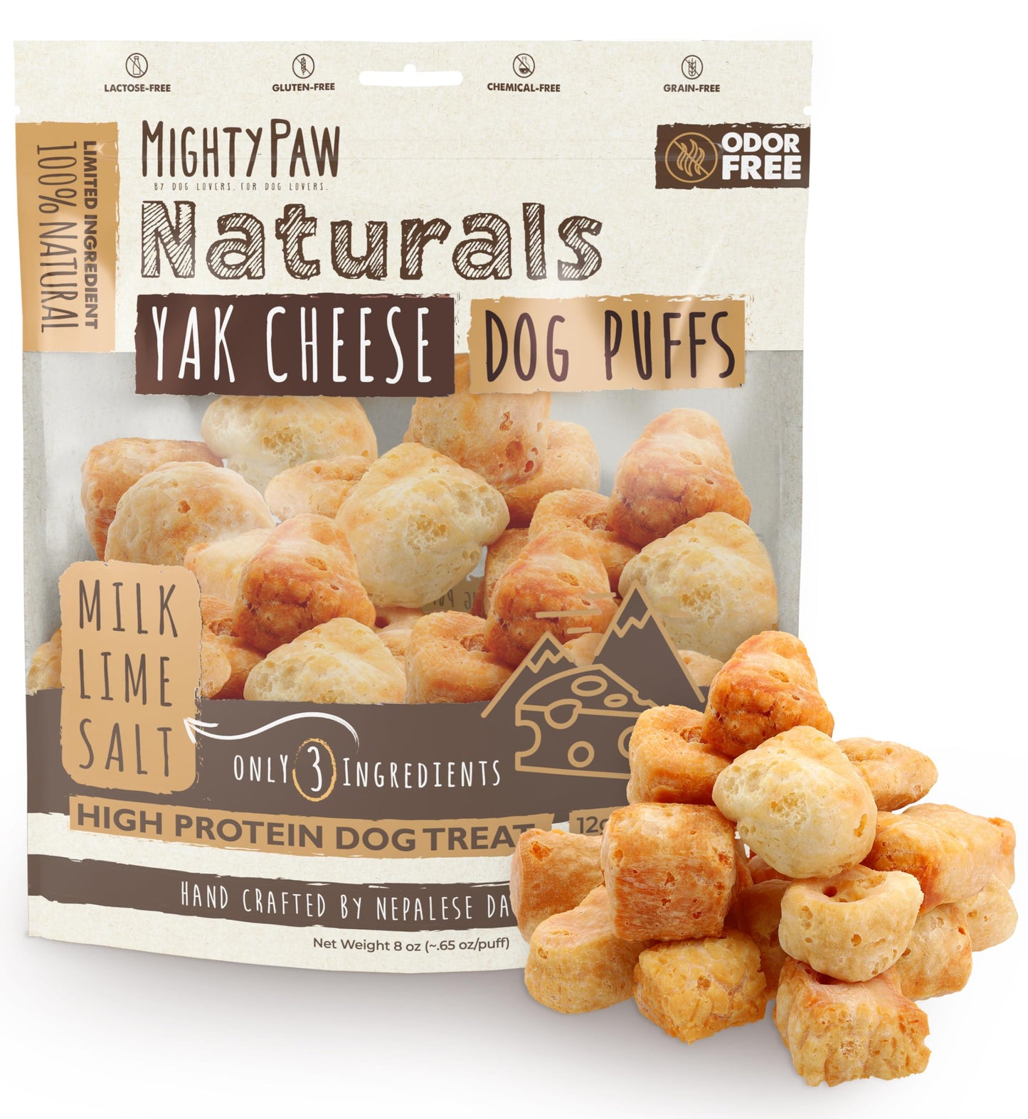 Mighty Paw Yak Cheese Dog Chews – All-Natural Long Lasting Hard Chew for Aggressive Chewers – High Protein, Odor-Free Dog Treat – 3 Ingredient Natural Yak Chews for Large Dogs – (4 Pack)