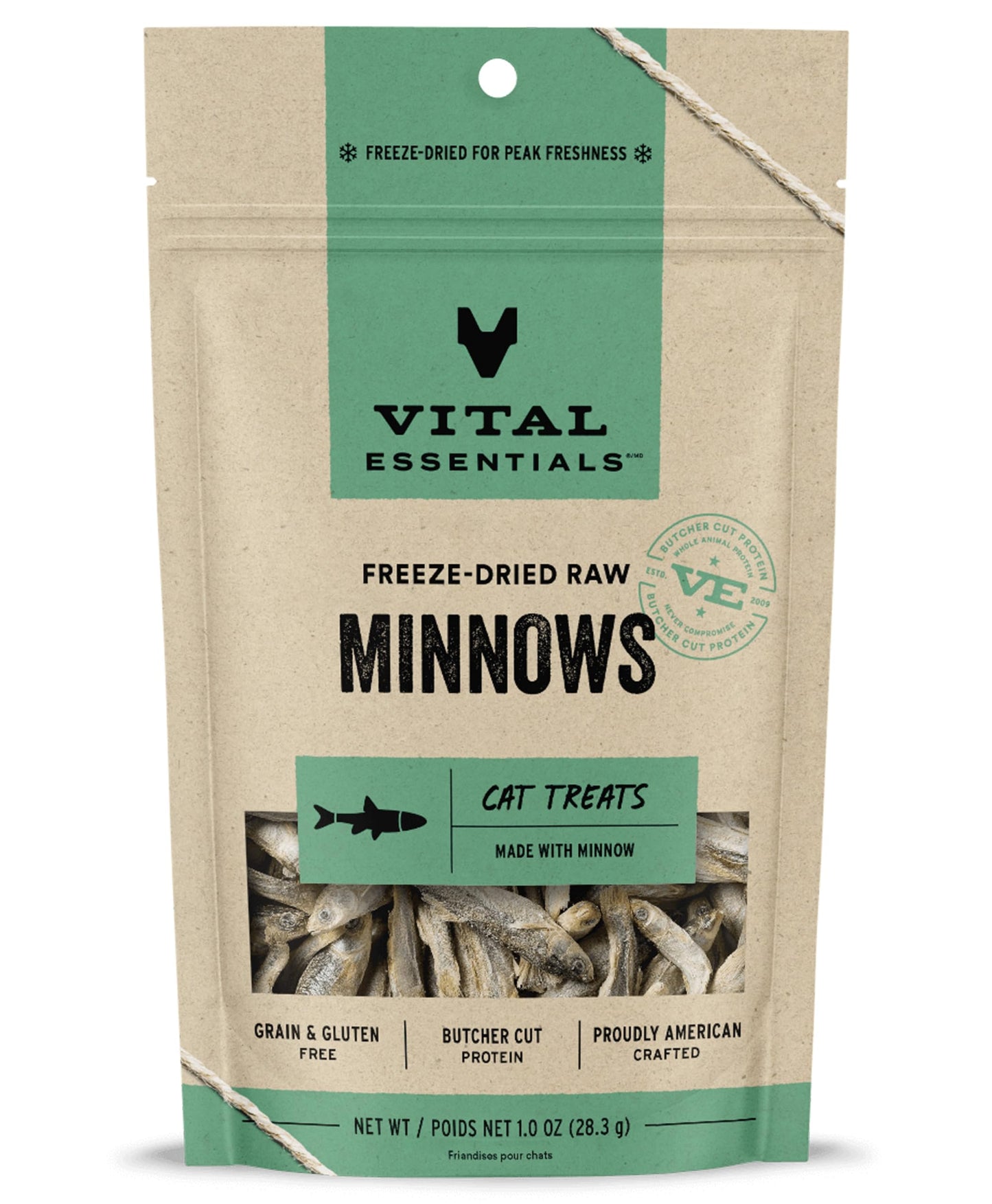 Vital Essentials Minnows Cat Treats, 0.5 oz | Freeze-Dried Raw | Single Ingredient | Grain Free, Gluten Free, Filler Free