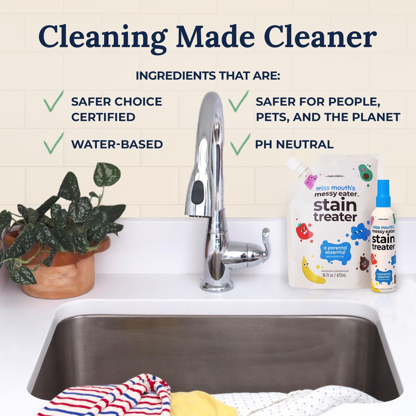 Miss Mouth's Messy Eater Stain Treater - 32oz Refill - Newborn & Baby Essentials - No Dry Cleaning Food, Grease, Coffee Off Laundry, Underwear, Fabric