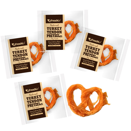 AFreschi Turkey Tendons for Dogs, USA-Sourced, Healthy Dog Treats, Rawhide-Free Puppy Chews, Long Lasting, All Natural, Hypoallergenic Dog Treats for Small Breeds, 3 oz Pack Strips