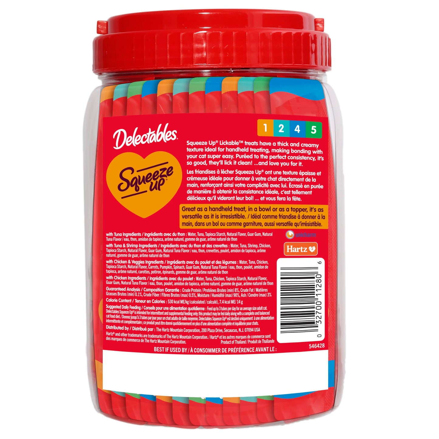 Delectables Squeeze Up Variety Pack, Creamy Squeezable Puree, Lickable Wet Cat Treats, Grain Free, No Added Fillers, No By-Products, No Added Preservatives, 0.5 Ounces Tube, 24 Tubes Total