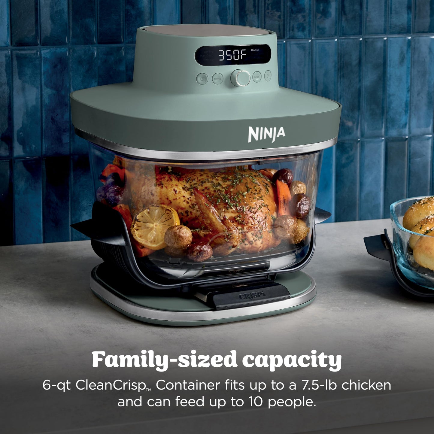 Ninja Crispi Pro 6-in-1 Glass Air Fryer | 6qt & 2.5qt Glass Containers with Storage Lids | Non-Toxic | Meal Prep, Microwave, Freezer & Dishwasher Safe | Air Fry, Bake & More | Cyberspace | AS101CY