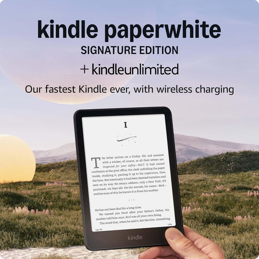 Amazon Kindle Paperwhite Signature Edition 32GB – Our fastest Kindle with auto-adjusting front light, wireless charging, and weeks of battery life – Metallic Black