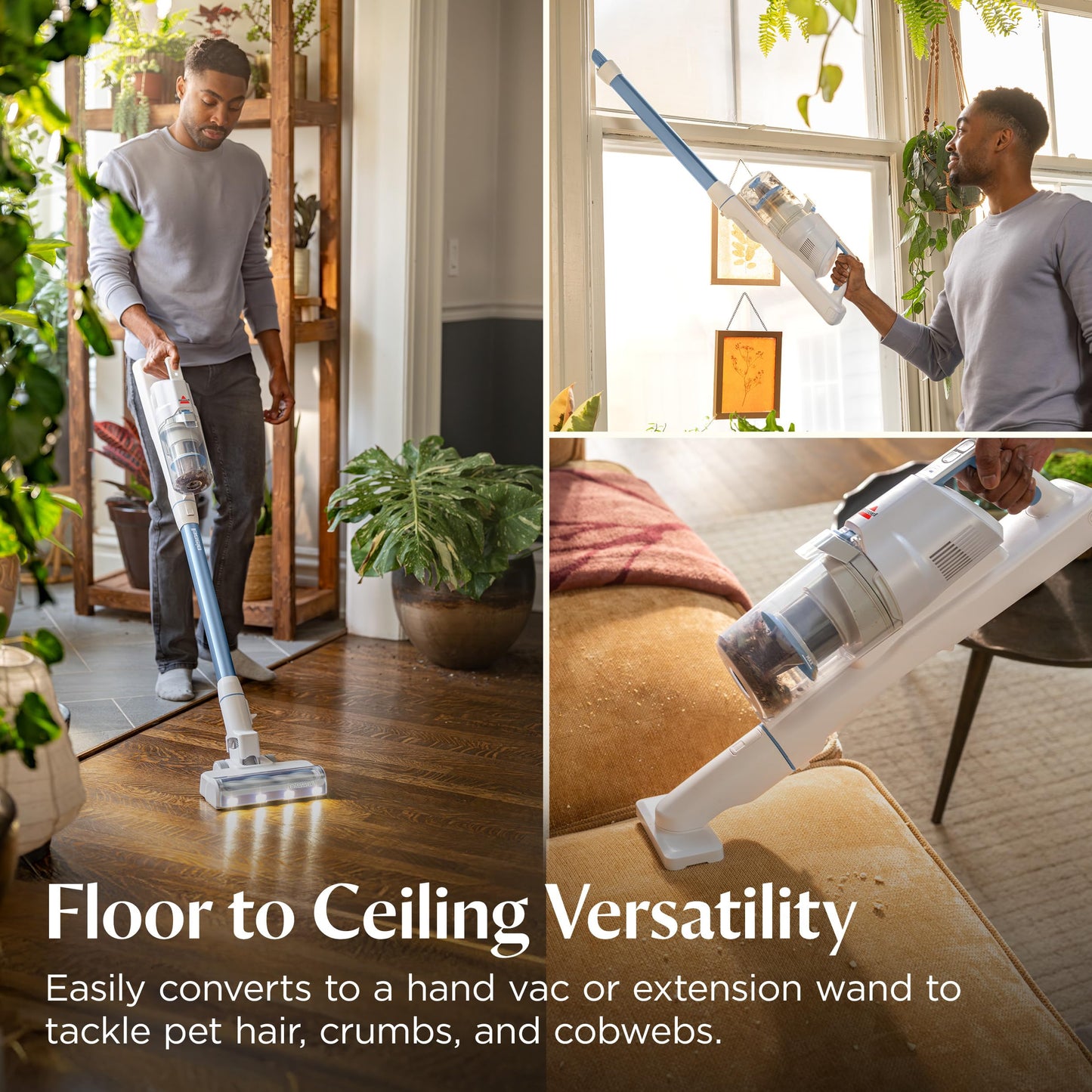 Bissell PowerClean FurFinder 200W Self-Standing Cordless Vacuum w/Tangle Free Brush Roll, Strong Suction, Removeable Battery, Wall Mount, Upholstery Tool & Bright Headlights