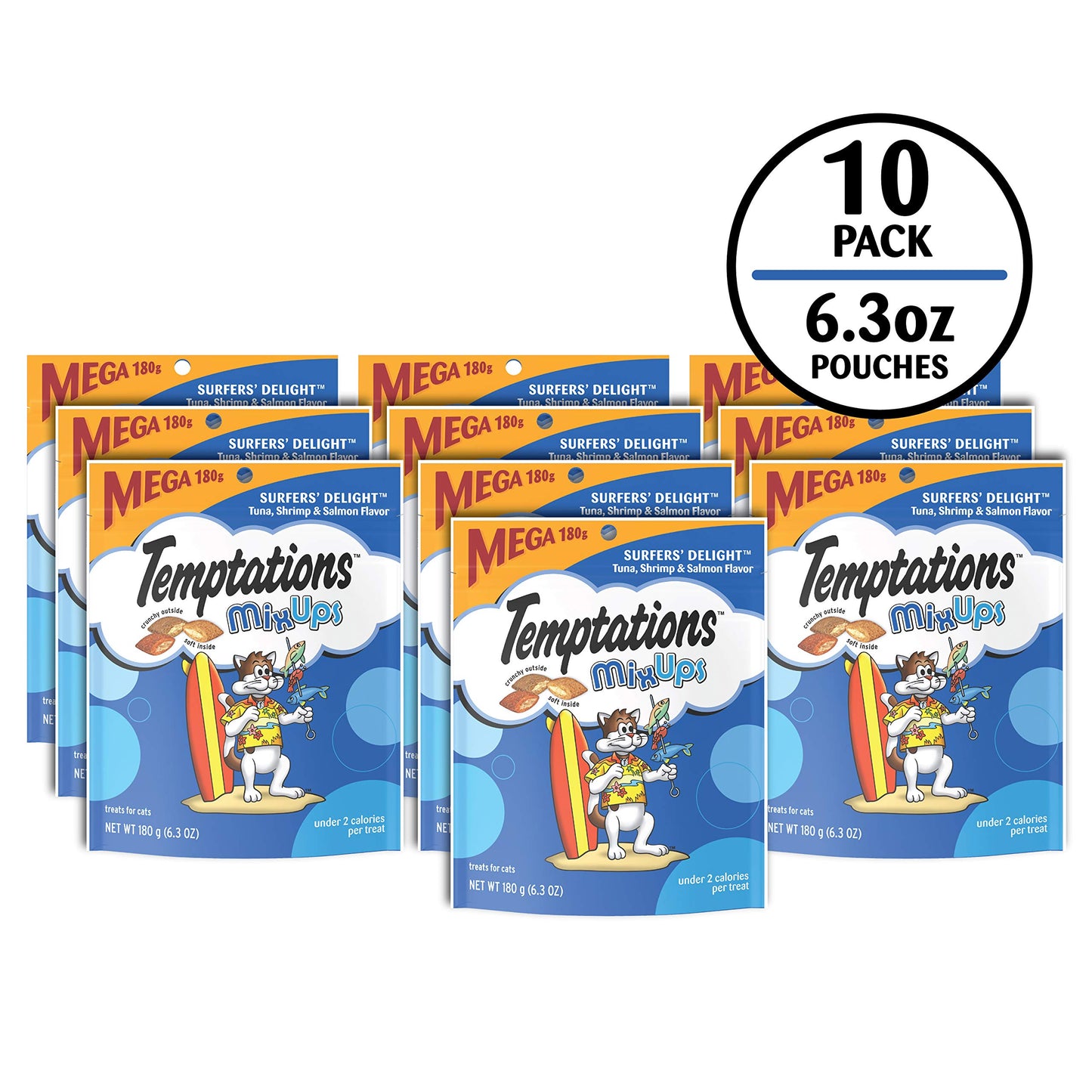 Temptations MixUps Surfer's Delight Flavor Crunchy and Soft Cat Treats, 16 oz. Tub