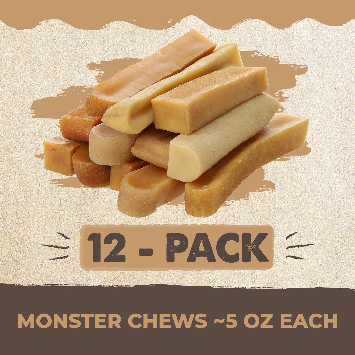 Mighty Paw Yak Cheese Dog Chews – All-Natural Long Lasting Hard Chew for Aggressive Chewers – High Protein, Odor-Free Dog Treat – 3 Ingredient Natural Yak Chews for Large Dogs – (4 Pack)