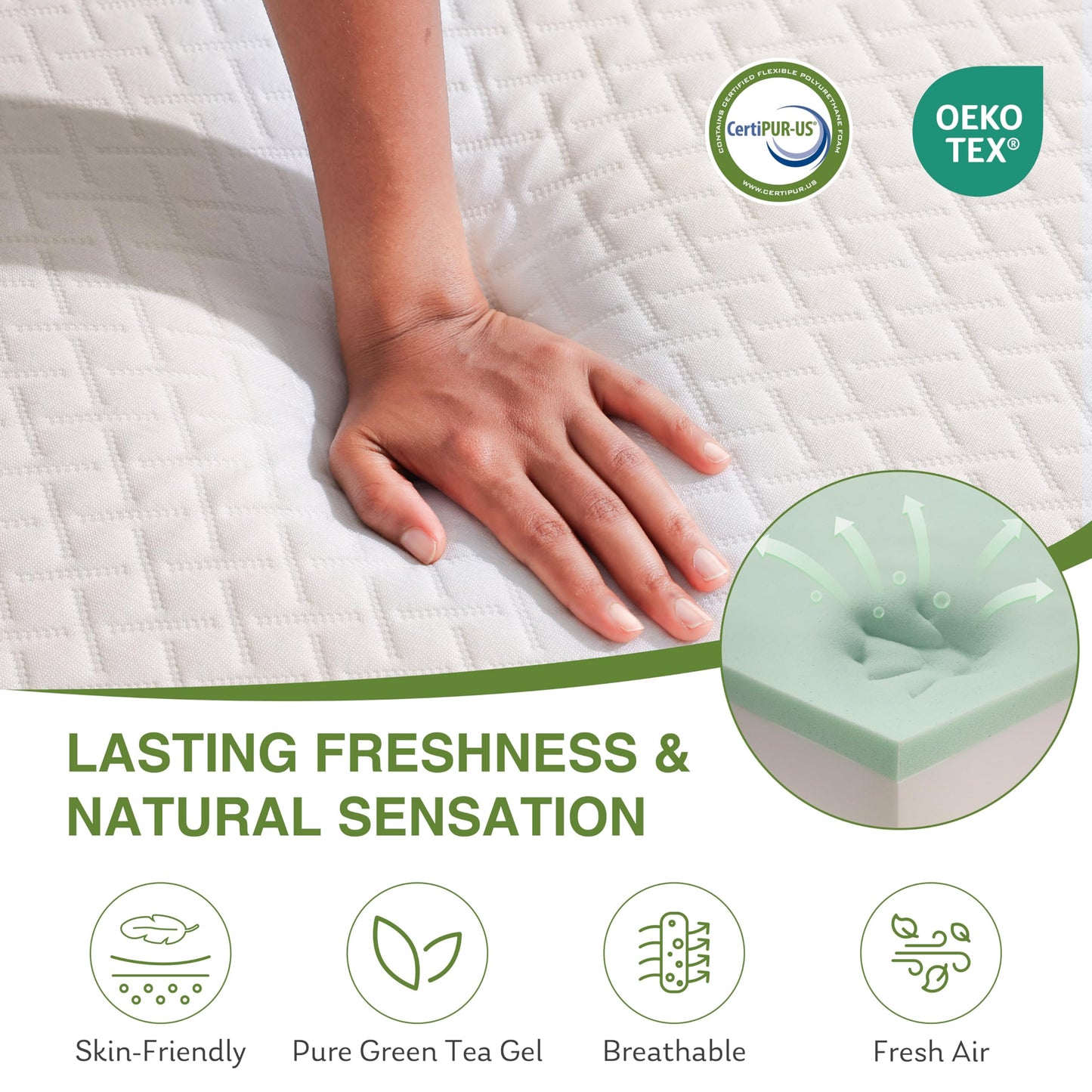 EGOHOME Full Size Memory Foam Mattress, 8 Inch Bed Mattress in A Box with Cooling Green Tea Gel, Pressure Relief with Medium Firm Support, CertiPUR-US Certified, 75''L x 54''W, ‎37.3 pounds White