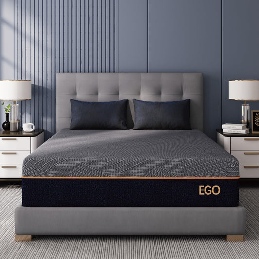 EGOHOME 14 Inch King Size Memory Foam Mattress for Back Pain, Cooling Copper Gel Bed in a Box, Foam Made in USA, CertiPUR-US Certified, Therapeutic Medium Firm, 76x80x14 Black
