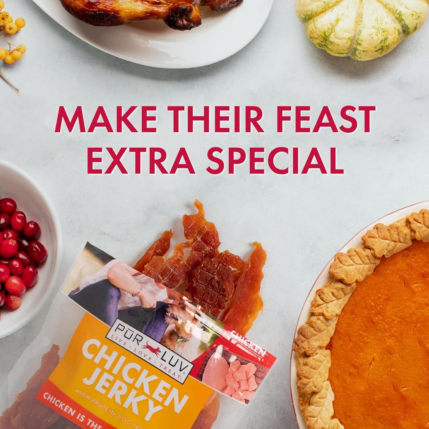 Pur Luv Chicken Jerky Dog Treats, Made with 100% Real Chicken Breast, 16 Ounces, Healthy, Easily Digestible, Long-Lasting, High Protein, Satisfies Dog's Urge to Chew