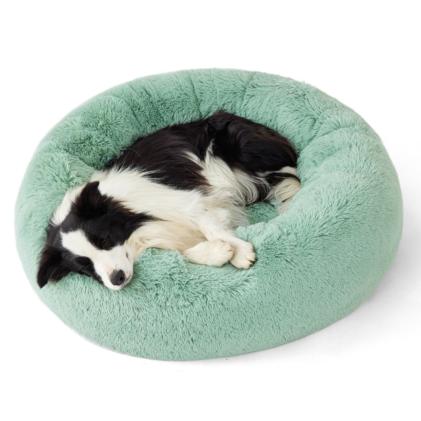 Bedsure Calming Dog Bed Medium Size Dog - Donut Washable Medium Pet Bed, 30 inches Anti-Slip Round Fluffy Plush Faux Fur Cat Bed, Fits up to 45 lbs Pets, Camel