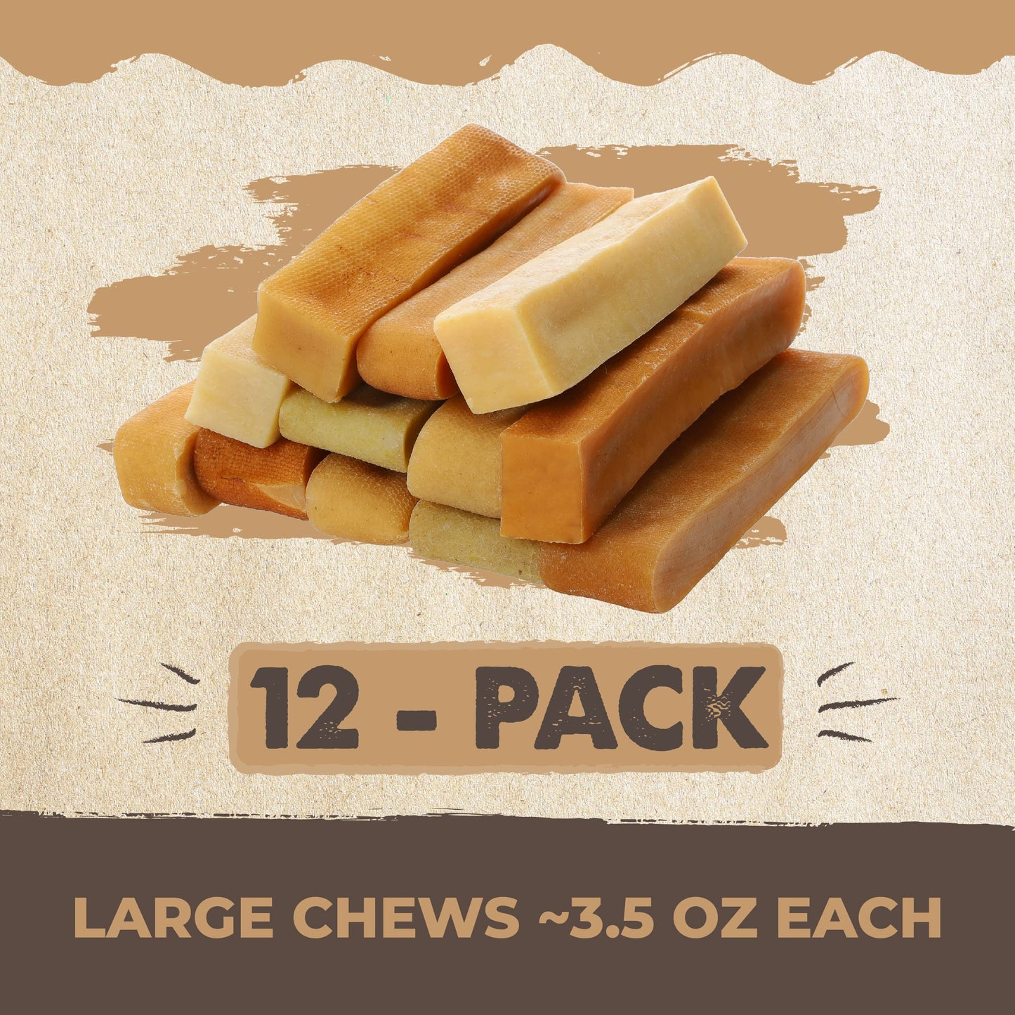 Mighty Paw Yak Cheese Dog Chews – All-Natural Long Lasting Hard Chew for Aggressive Chewers – High Protein, Odor-Free Dog Treat – 3 Ingredient Natural Yak Chews for Large Dogs – (4 Pack)