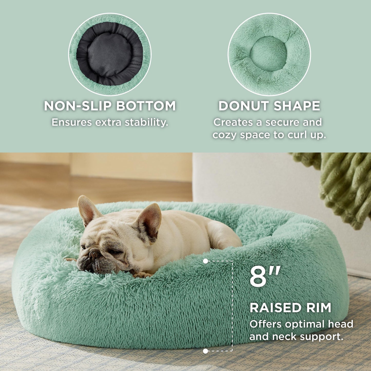 Bedsure Calming Dog Bed Medium Size Dog - Donut Washable Medium Pet Bed, 30 inches Anti-Slip Round Fluffy Plush Faux Fur Cat Bed, Fits up to 45 lbs Pets, Camel