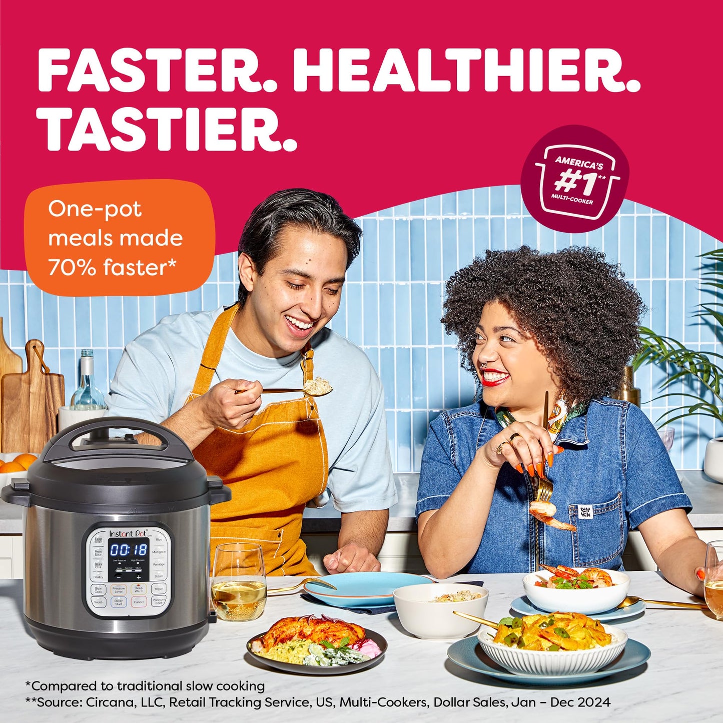 Instant Pot Duo 7-in-1 Electric Pressure Cooker, Slow Cooker, Rice, Steamer, Sauté, Yogurt Maker, Warmer & Sterilizer, Includes App With Over 800 Recipes, Stainless Steel, 6 Quart