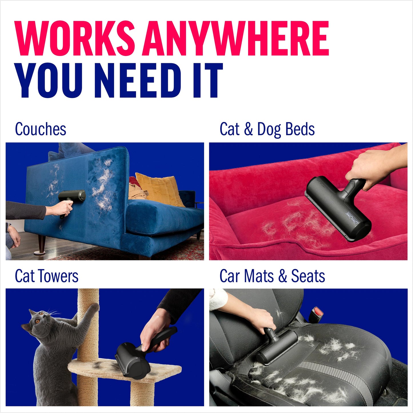 ChomChom Roller Pet Hair Remover – Original Size Reusable Lint Roller for Cat & Dog Hair on Furniture, Couch, Carpet, Car, Rugs & Bedding – Portable, Eco-Friendly (White)