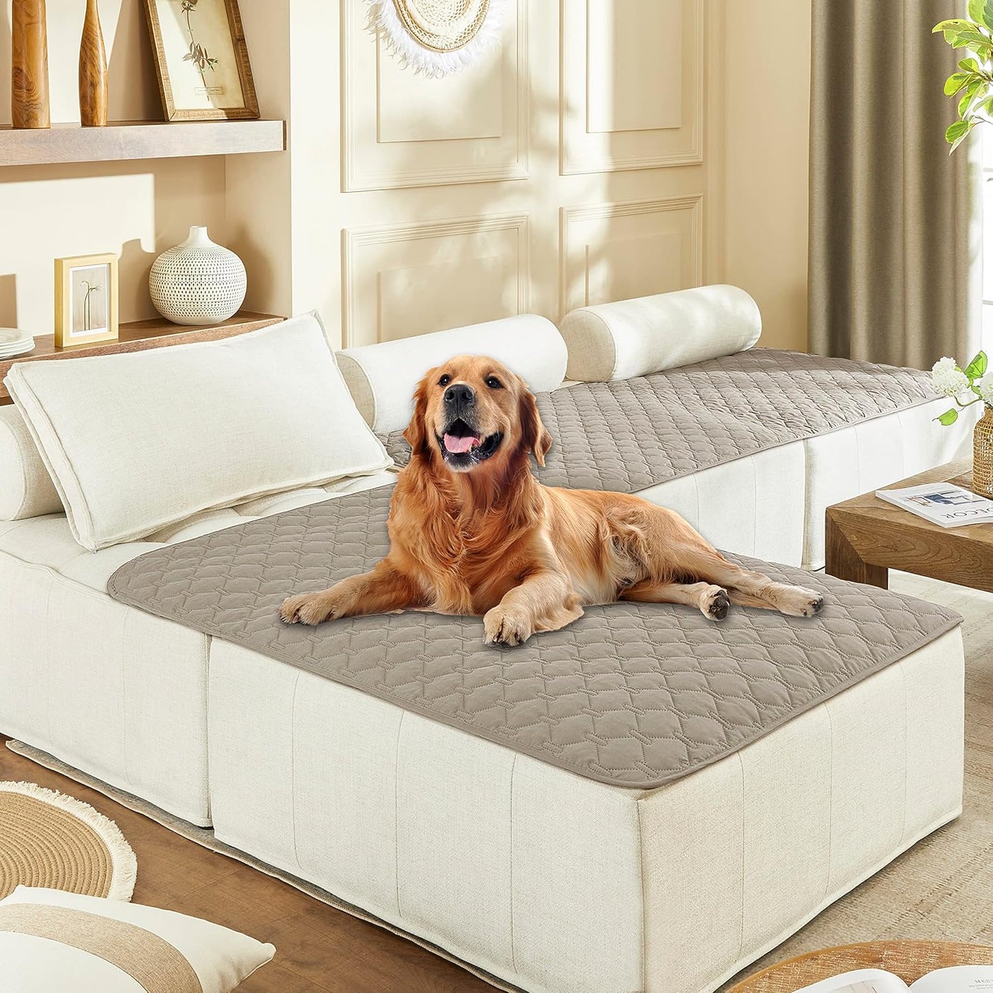 gogobunny 3X Stronger Waterproof Pet Blanket, Scratch Proof Furniture Protector for Dogs Cats, Reversible Cover 30x70 Inch, Dark Grey/Light Grey