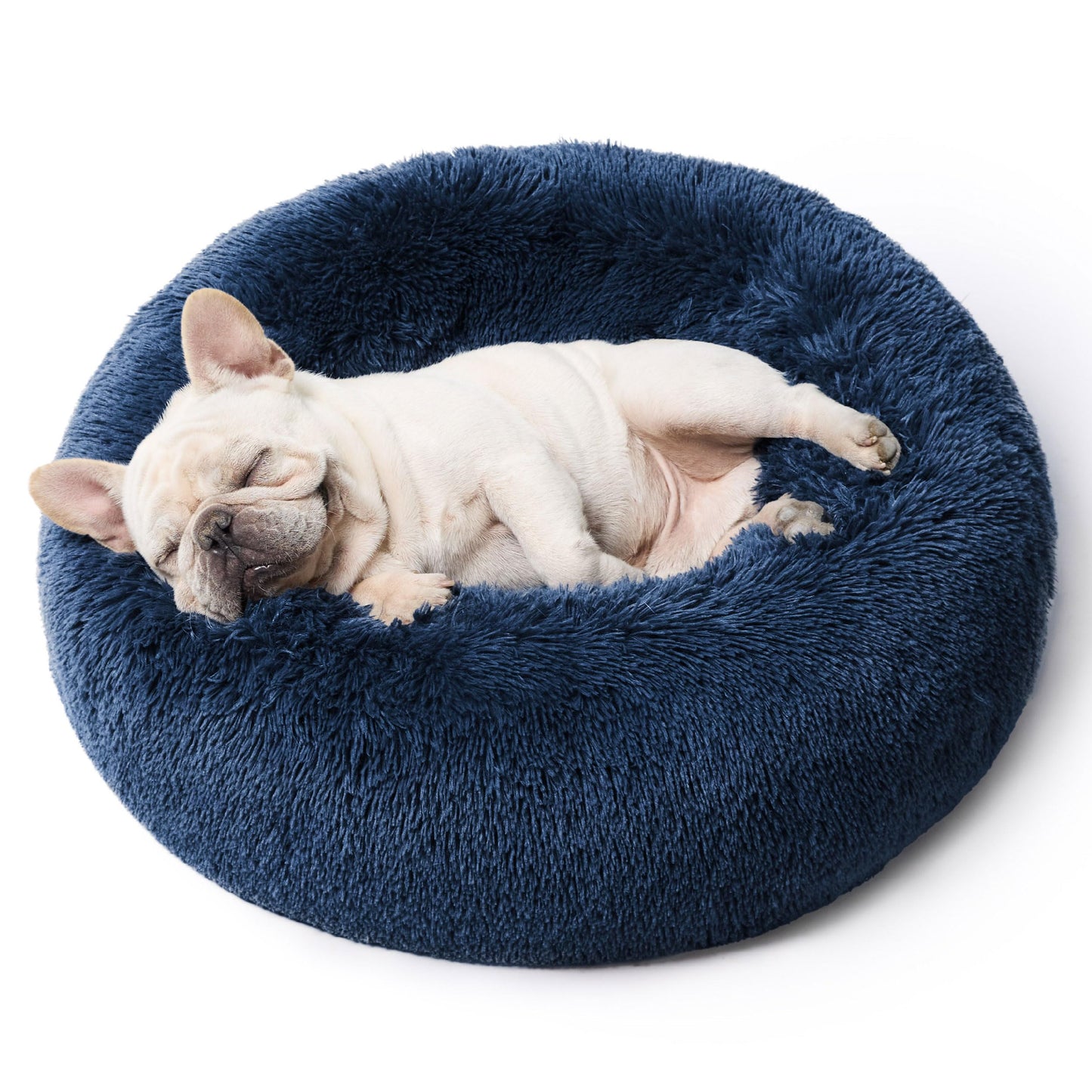 Bedsure Calming Dog Bed Medium Size Dog - Donut Washable Medium Pet Bed, 30 inches Anti-Slip Round Fluffy Plush Faux Fur Cat Bed, Fits up to 45 lbs Pets, Camel