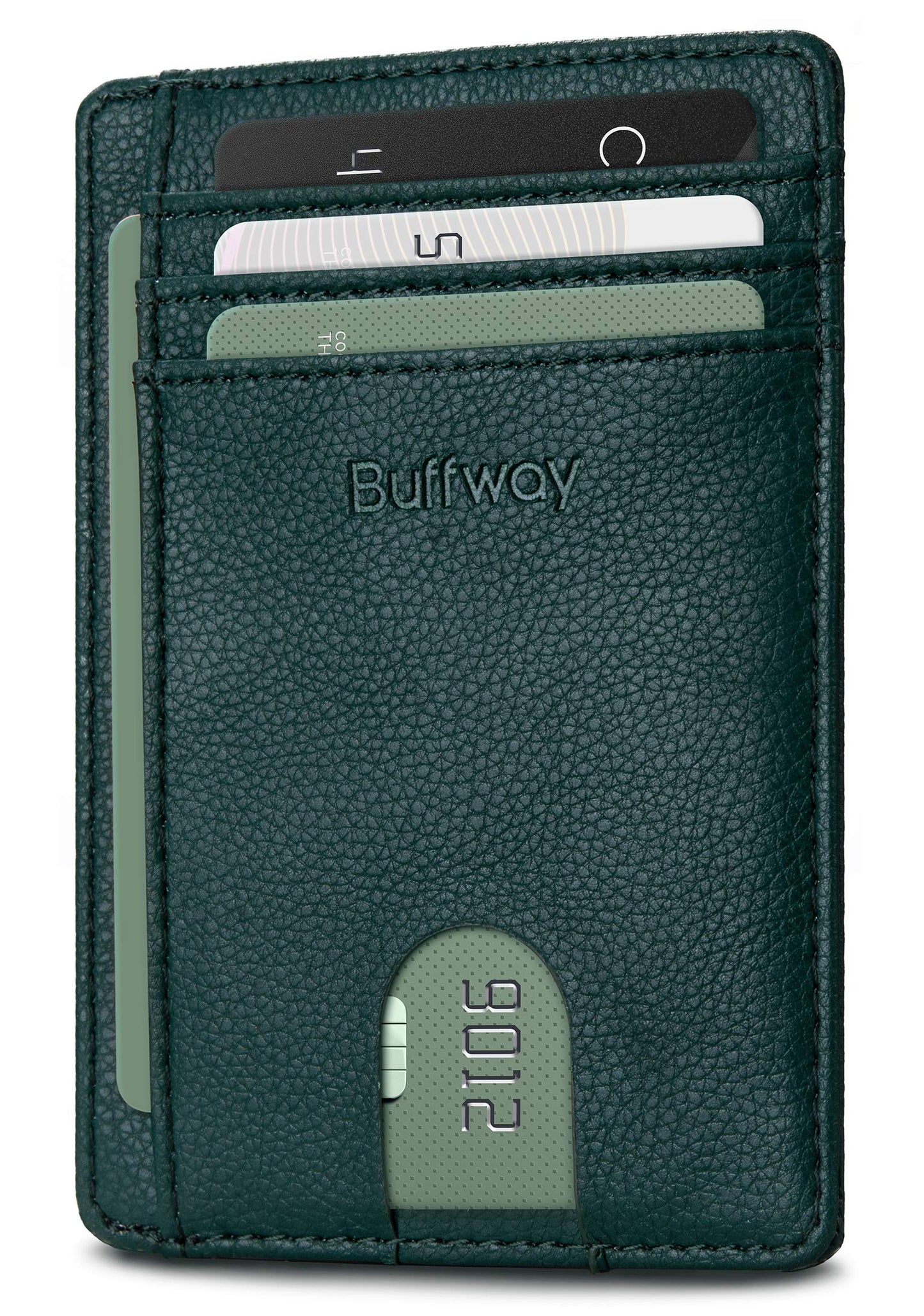 Buffway Slim Minimalist Front Pocket RFID Blocking Leather Wallets for Men and Women - Alaska Black