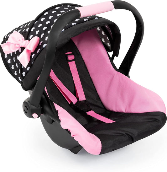 Bayer Design Dolls: Deluxe Car Seat: Hearts Black & Pink - Pretend Play Accessory for Dolls/Plushes Up to 18", Ages 3+, Large