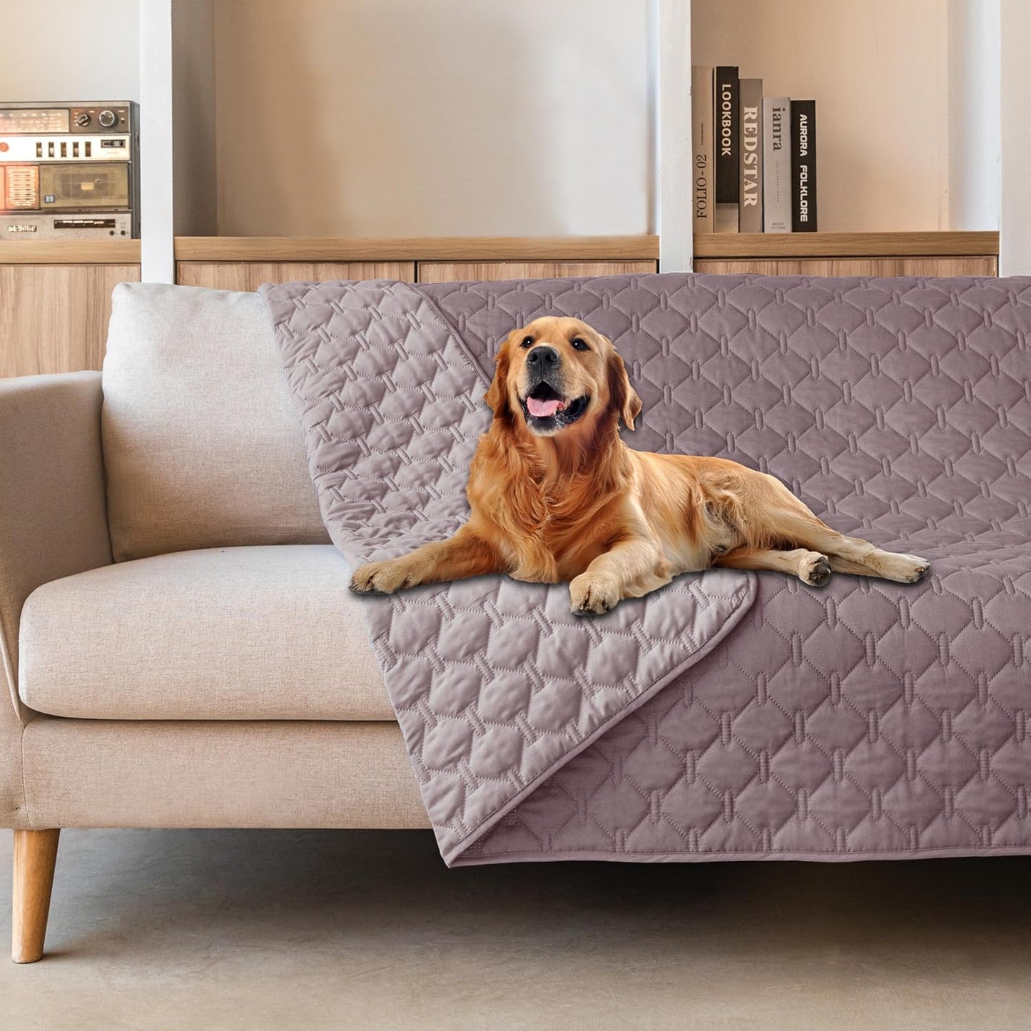 gogobunny 3X Stronger Waterproof Pet Blanket, Scratch Proof Furniture Protector for Dogs Cats, Reversible Cover 30x70 Inch, Dark Grey/Light Grey