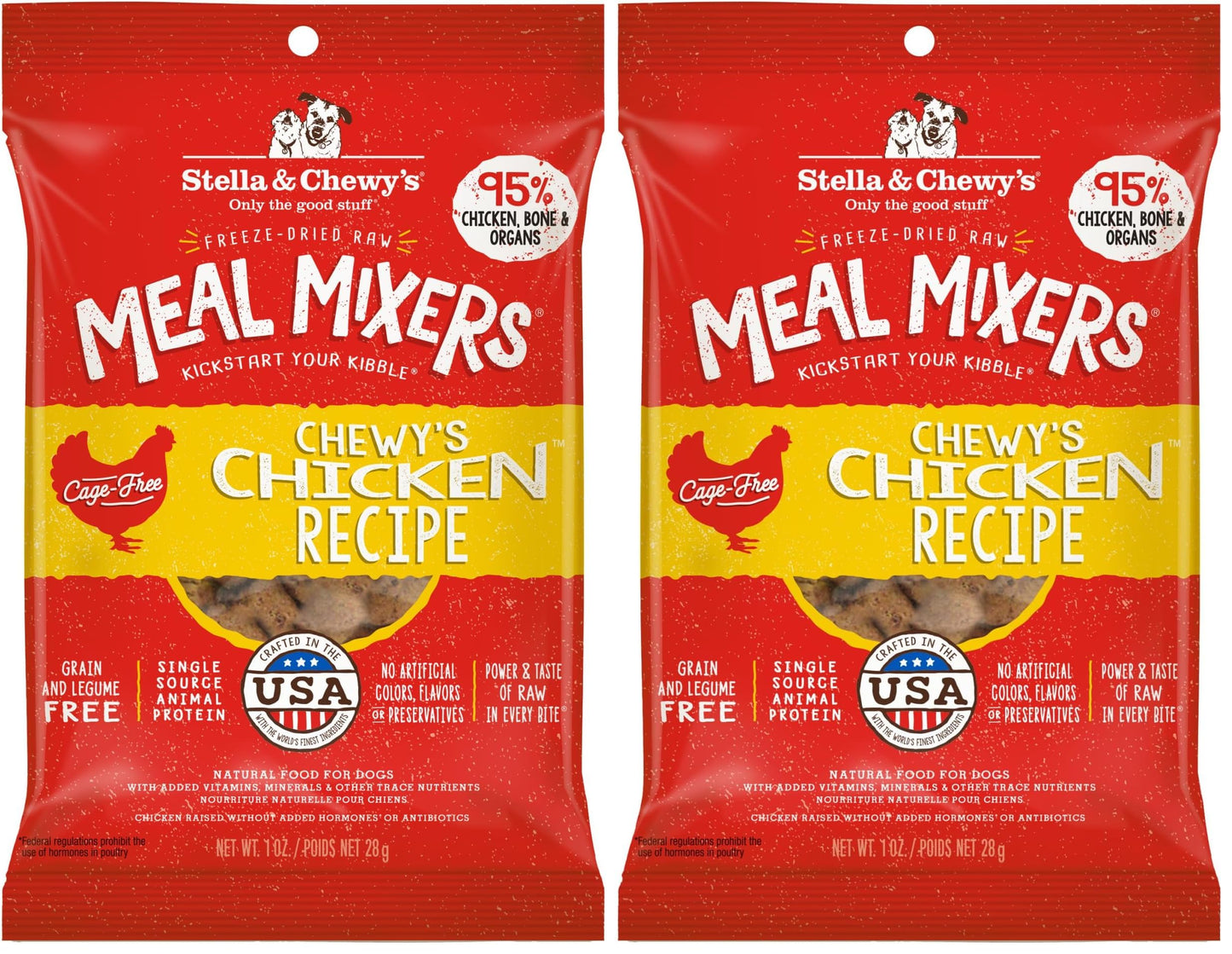 Stella & Chewy's Freeze-Dried Raw Chicken Meal Mixers- Dog Food Topper and Mixer - Made with 95% Cage-Free Chicken, Organs & Bone - Perfect for Picky Eaters - Grain-Free - 3.5oz