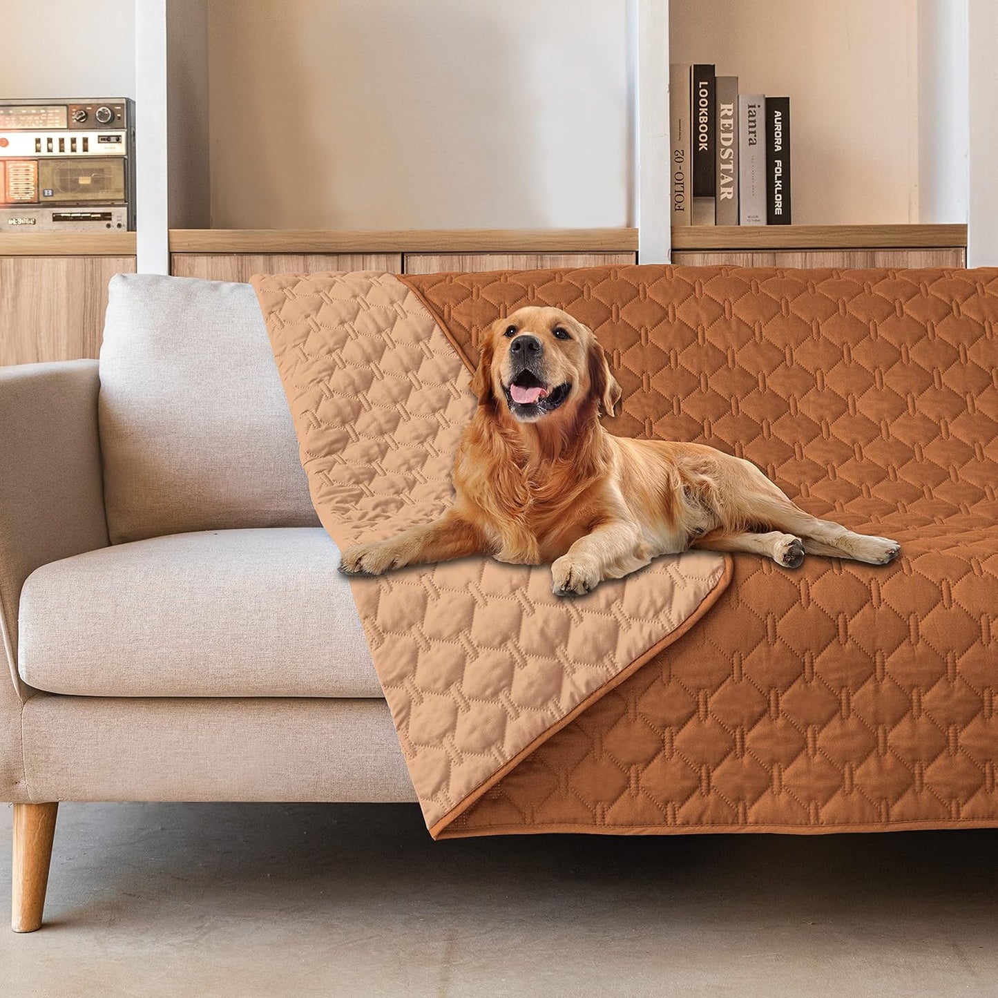 gogobunny 3X Stronger Waterproof Pet Blanket, Scratch Proof Furniture Protector for Dogs Cats, Reversible Cover 30x70 Inch, Dark Grey/Light Grey