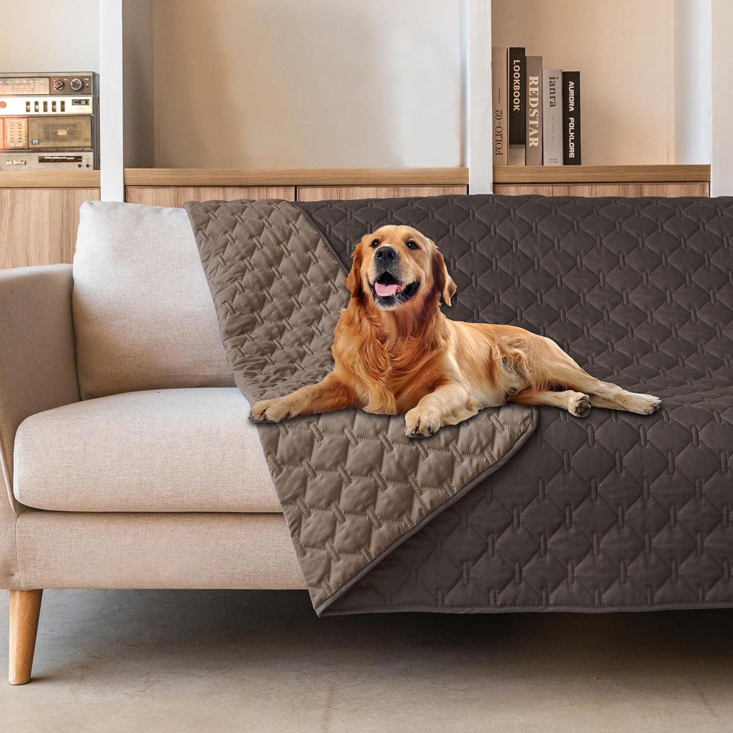 gogobunny 3X Stronger Waterproof Pet Blanket, Scratch Proof Furniture Protector for Dogs Cats, Reversible Cover 30x70 Inch, Dark Grey/Light Grey