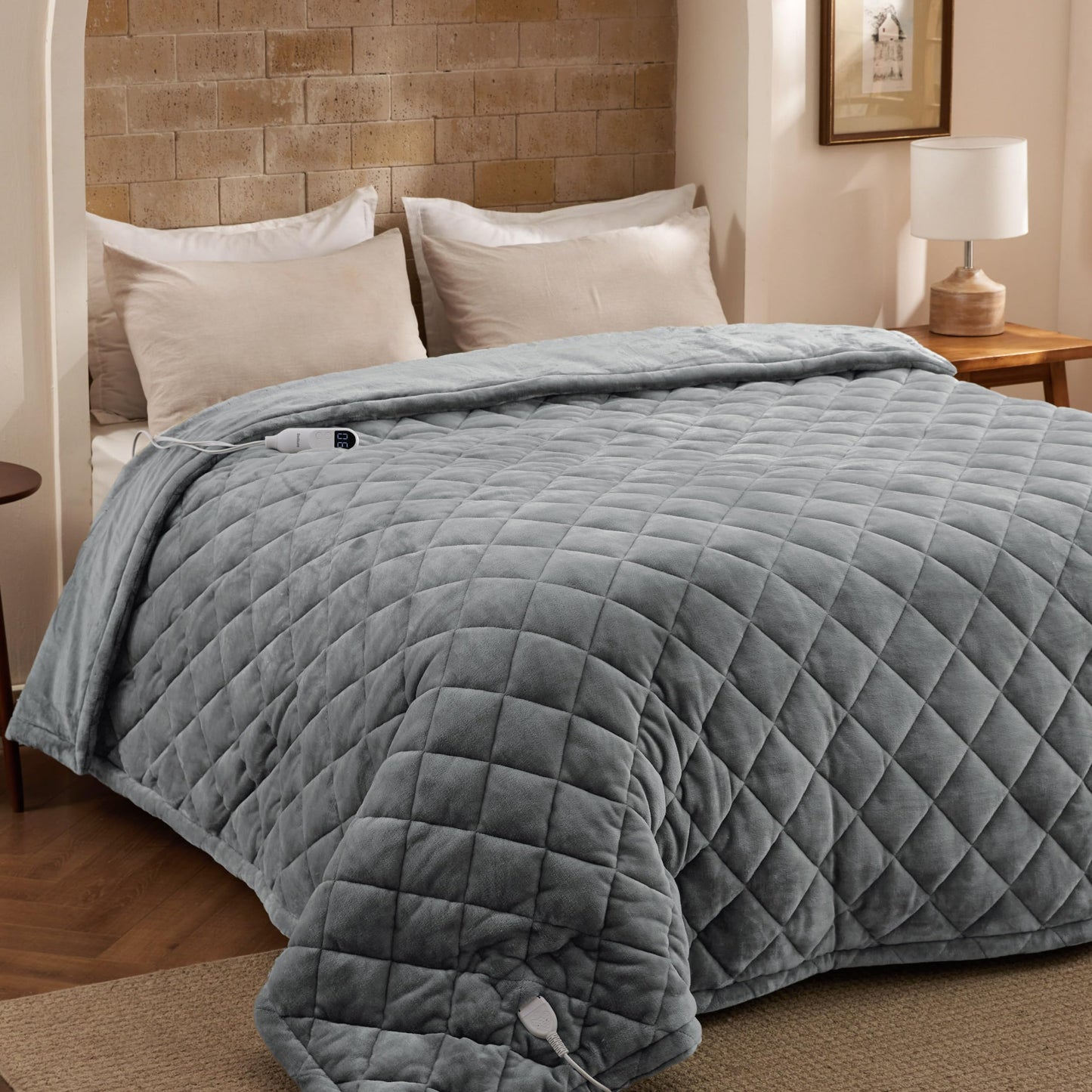 Bedsure Electric Blanket King Size - Dual Control Heated Weighted Blanket King with 10 Heat Settings, Fast Heating with 10 Time Settings (100x90 inches, Ivory)