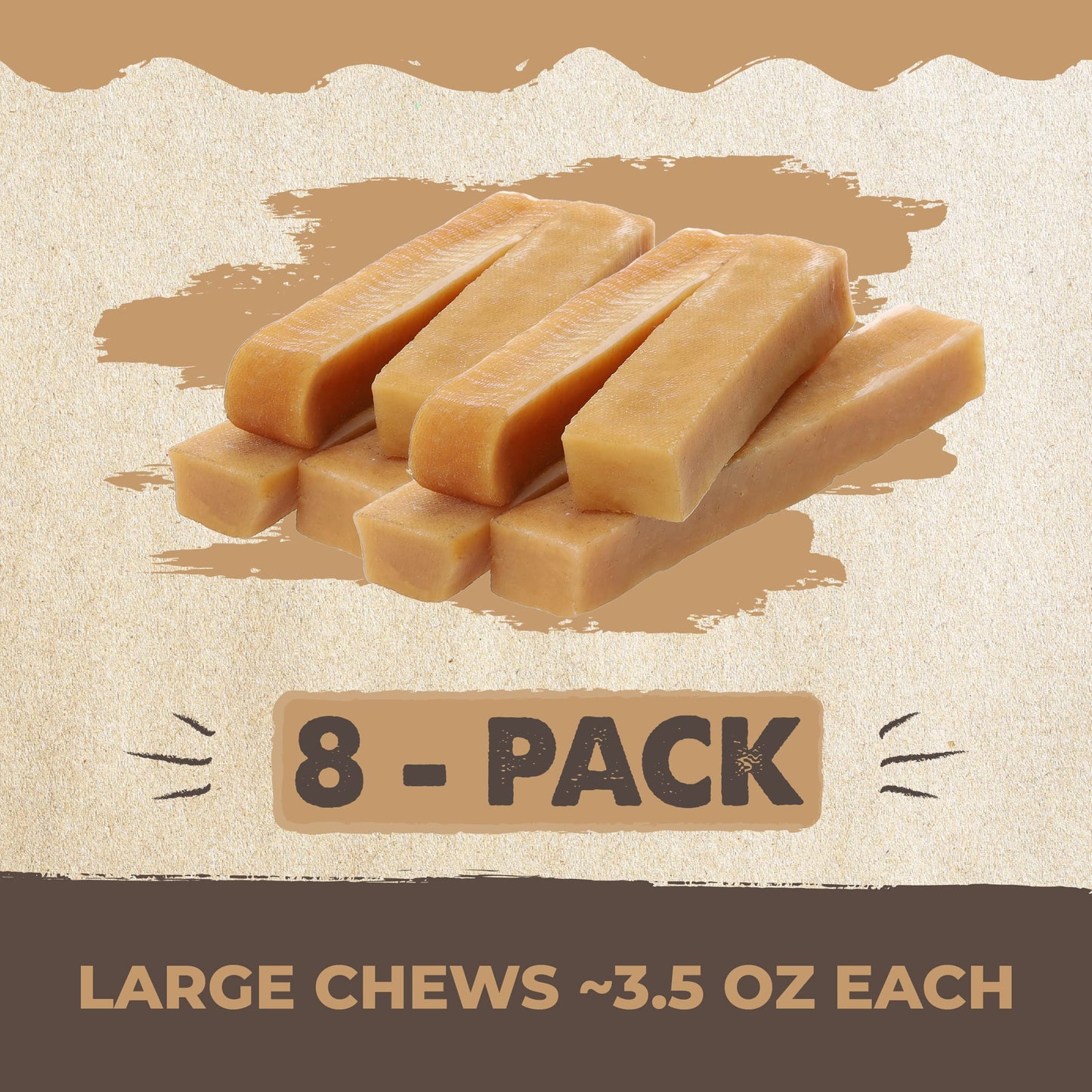 Mighty Paw Yak Cheese Dog Chews – All-Natural Long Lasting Hard Chew for Aggressive Chewers – High Protein, Odor-Free Dog Treat – 3 Ingredient Natural Yak Chews for Large Dogs – (4 Pack)