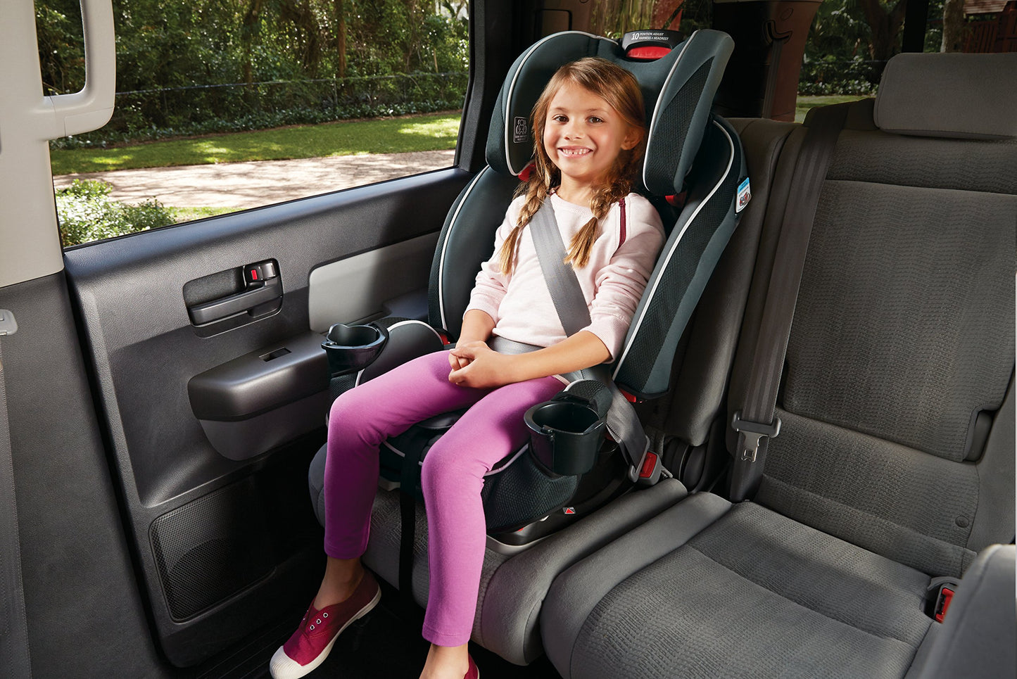 Graco Slimfit 3-in-1 Convertible Car Seat, Ultra-Space-Saving Design, Jarret, Suitable for Rear and Forward-Facing, Highback Booster Seat with 10-Position Headrest