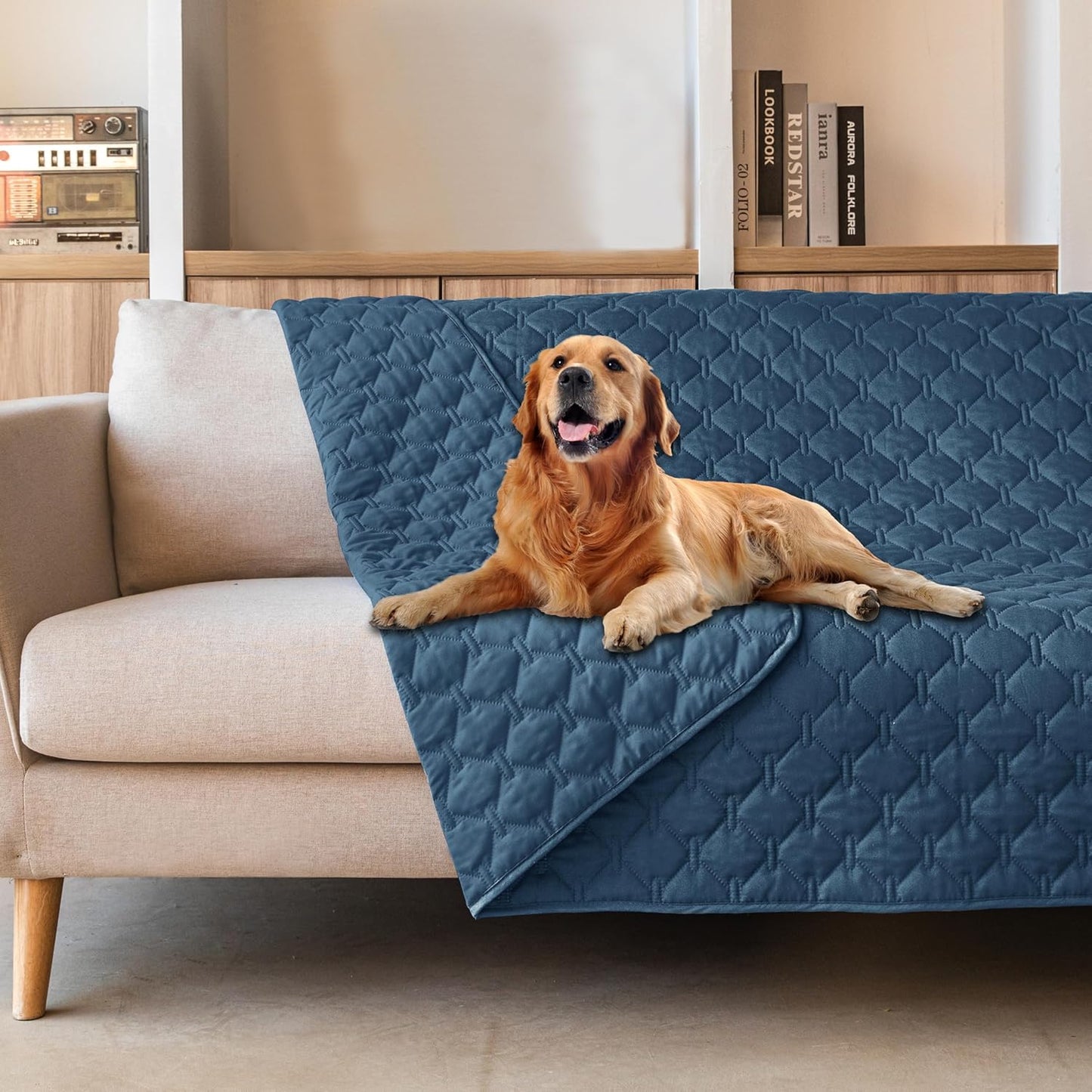 gogobunny 3X Stronger Waterproof Pet Blanket, Scratch Proof Furniture Protector for Dogs Cats, Reversible Cover 30x70 Inch, Dark Grey/Light Grey