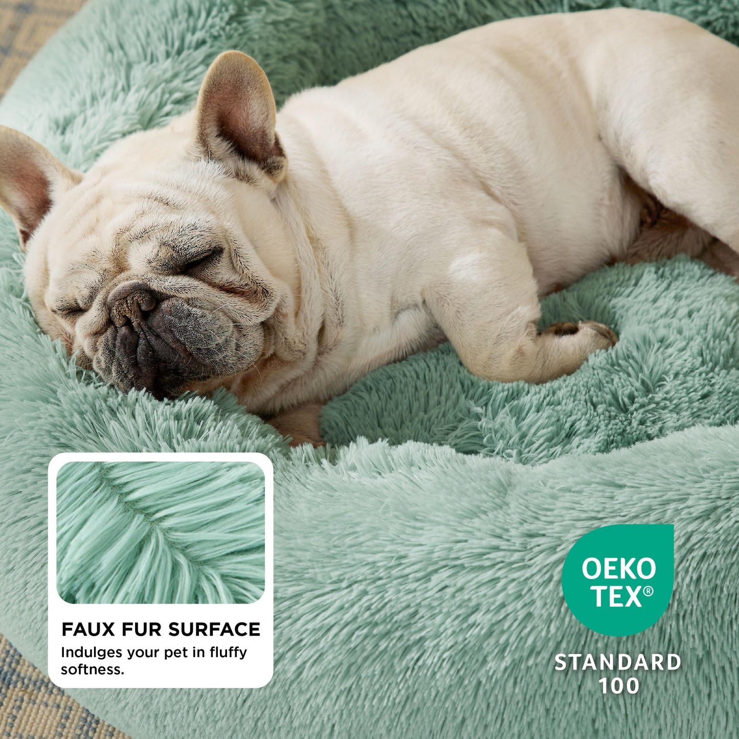 Bedsure Calming Dog Bed Medium Size Dog - Donut Washable Medium Pet Bed, 30 inches Anti-Slip Round Fluffy Plush Faux Fur Cat Bed, Fits up to 45 lbs Pets, Camel