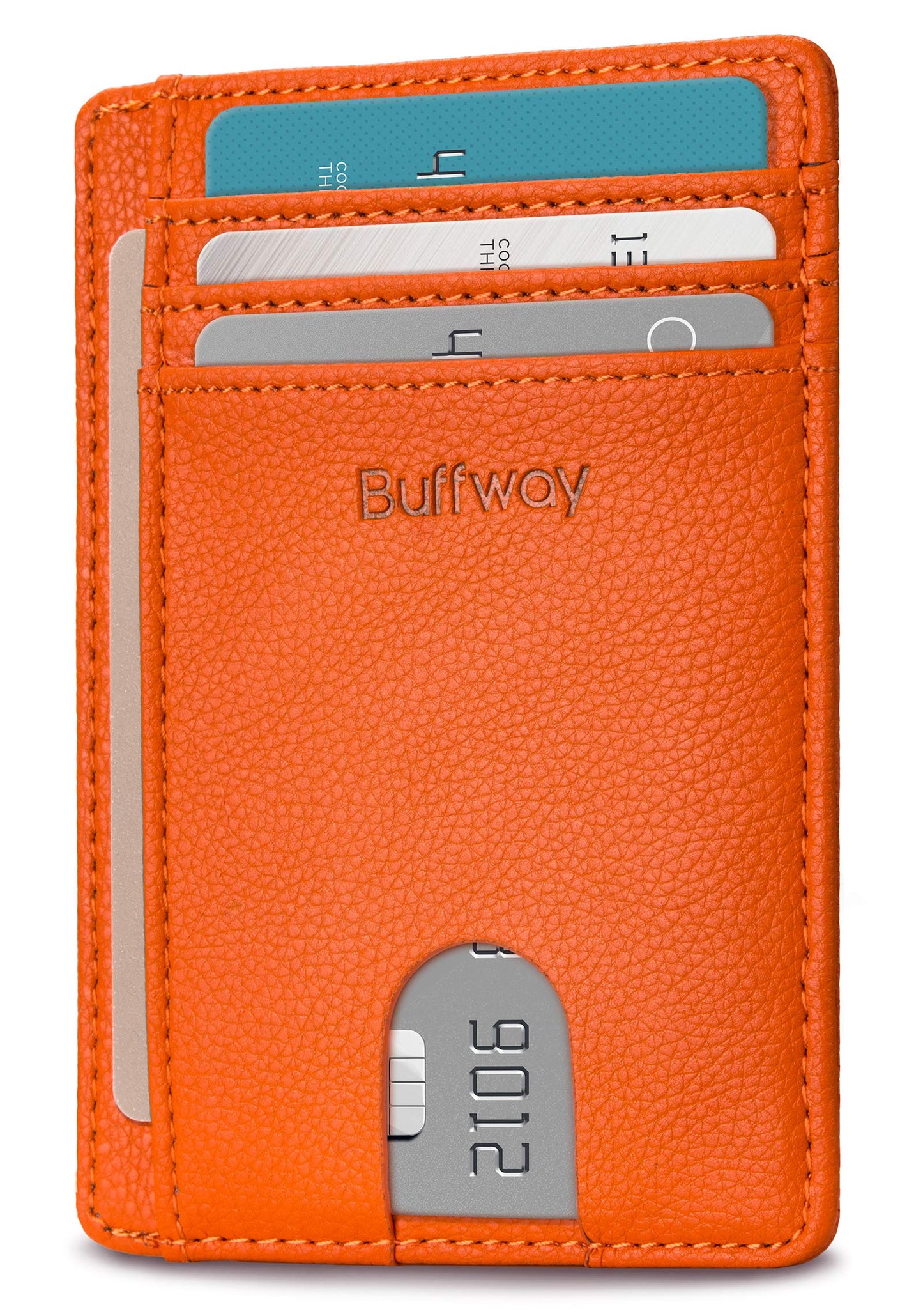 Buffway Slim Minimalist Front Pocket RFID Blocking Leather Wallets for Men and Women - Alaska Black