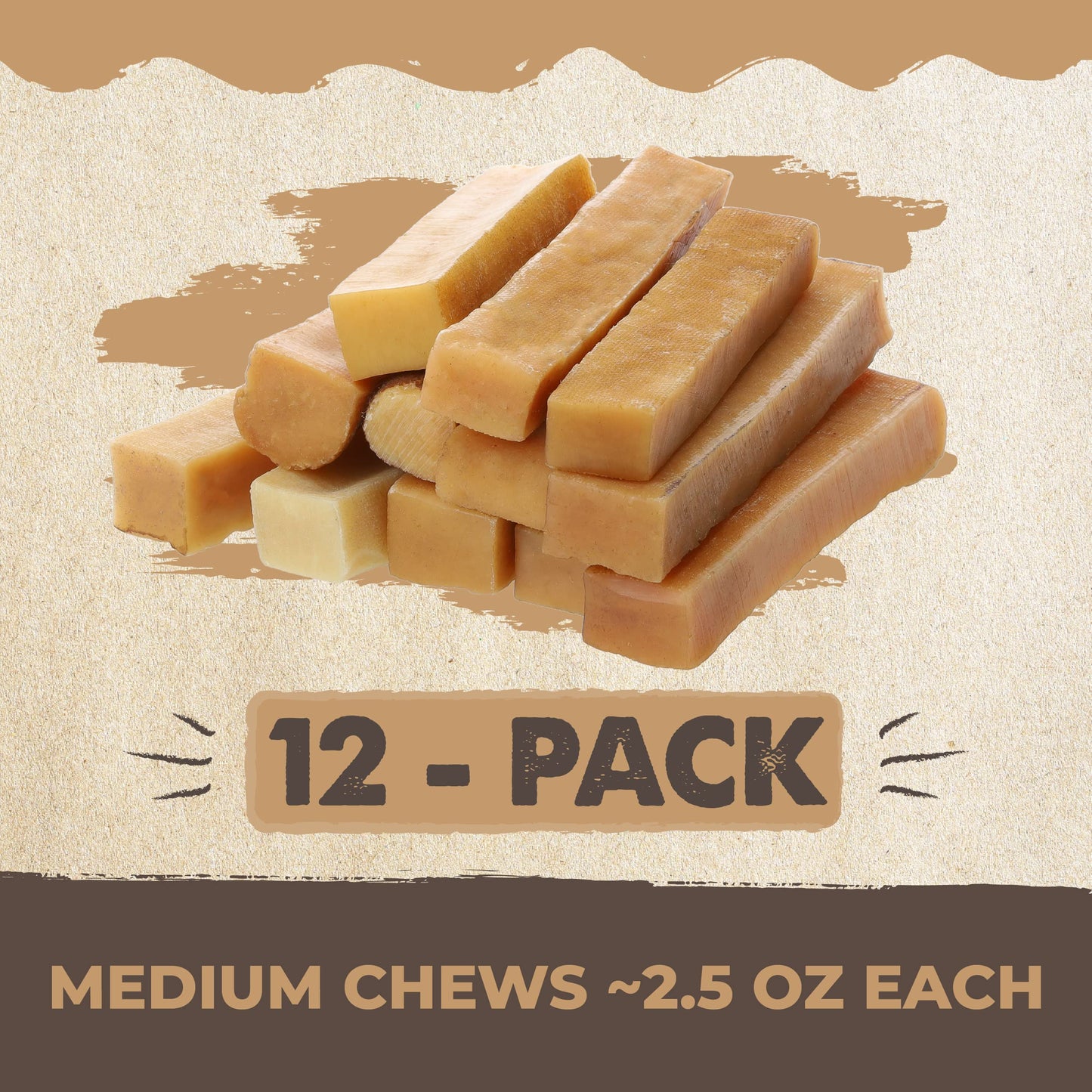 Mighty Paw Yak Cheese Dog Chews – All-Natural Long Lasting Hard Chew for Aggressive Chewers – High Protein, Odor-Free Dog Treat – 3 Ingredient Natural Yak Chews for Large Dogs – (4 Pack)